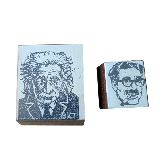 Albert Einstein Groucho Marx McBrains Lot Of 2 Wood Mounted Rubber Stamps - Picture 1 of 7